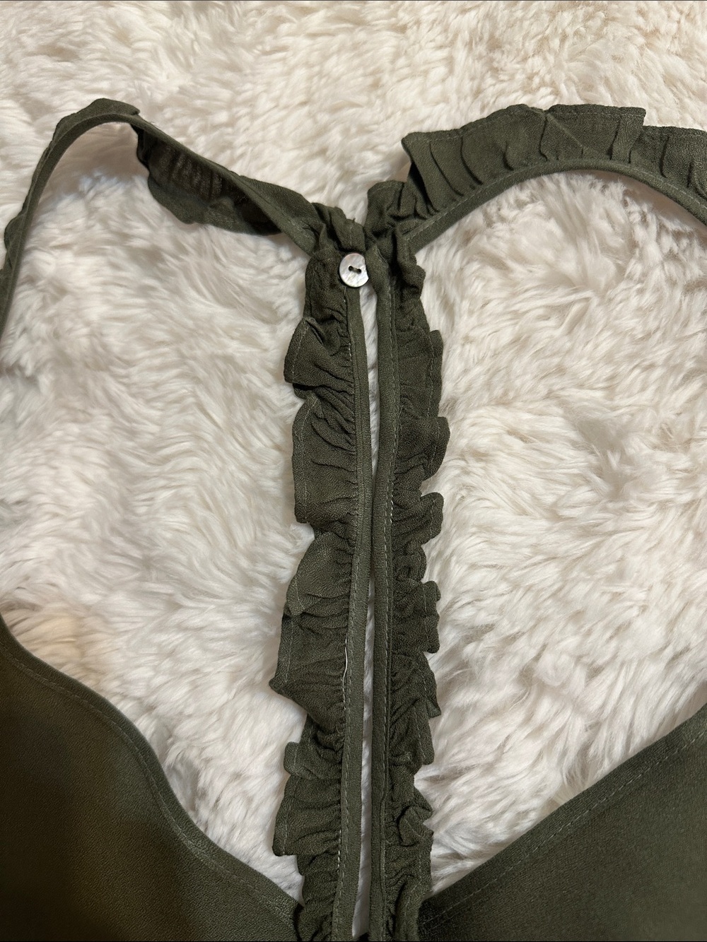 On The Road Olive Ruffle-Back V-Neck Camisole Tank - Picture 5 of 8